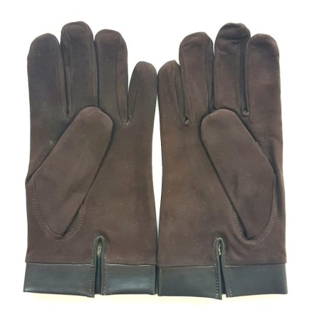 Gants en Cuir Chèvre Velours Agneau Marrons Guilhem Doublés Cachemire.