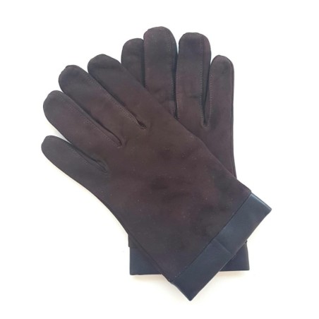 Gants en Cuir Chèvre Velours Agneau Marrons Guilhem Doublés Cachemire.