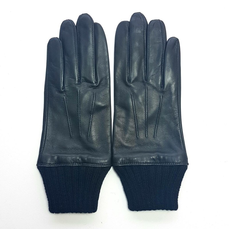 Gants en Cuir d'Agneau Laine /Acrylique Noirs Albert Doublés Soie.
