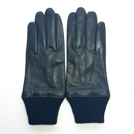 Gants en Cuir d'Agneau Laine /Acrylique Noirs Albert Doublés Soie.