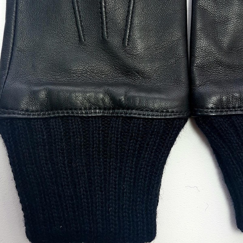 Gants en Cuir d'Agneau Laine /Acrylique Noirs Albert Doublés Soie.