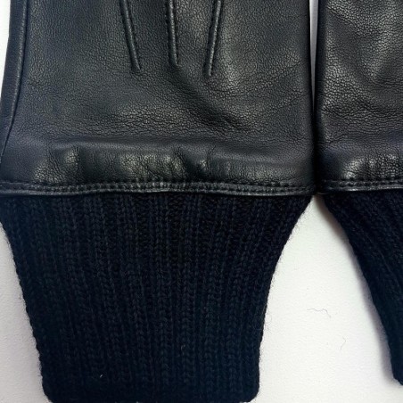 Gants en Cuir d'Agneau Laine /Acrylique Noirs Albert Doublés Soie.