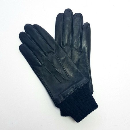 Gants en Cuir d'Agneau Laine /Acrylique Noirs Albert Doublés Soie.