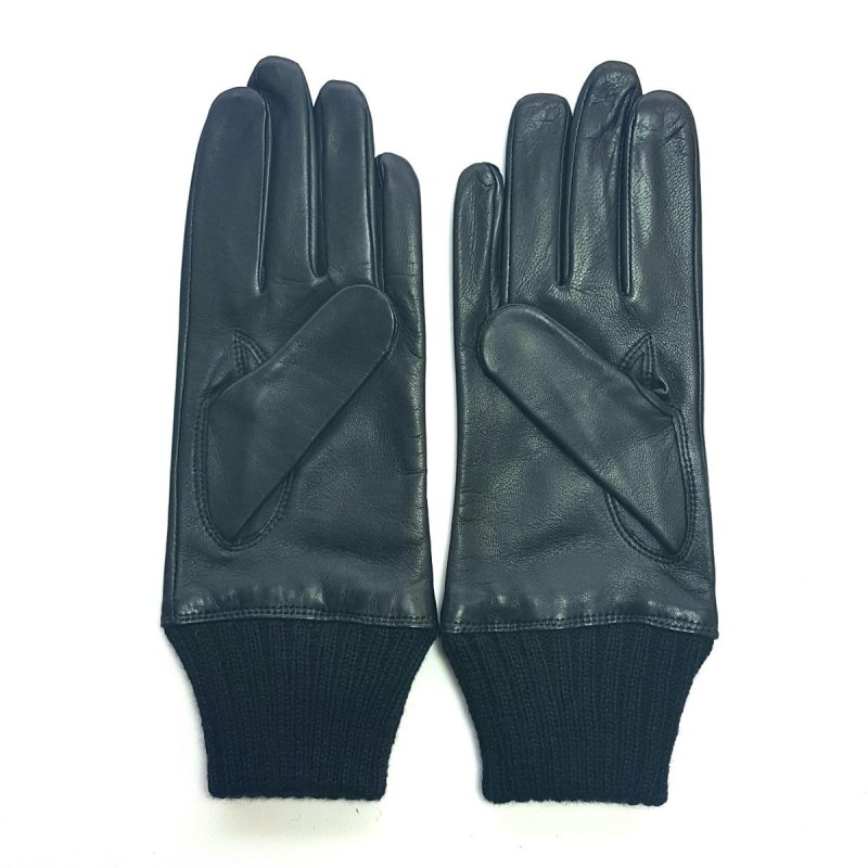 Gants en Cuir d'Agneau Laine /Acrylique Noirs Albert Doublés Soie.