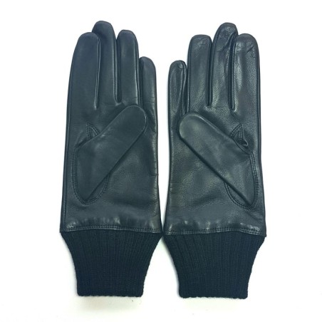 Gants en Cuir d'Agneau Laine Acrylique Noirs Albert Doublés Cachemire