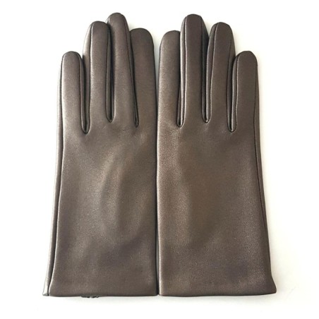 Gants en Cuir d'Agneau Bronze Capucine Doublés Cachemire.
