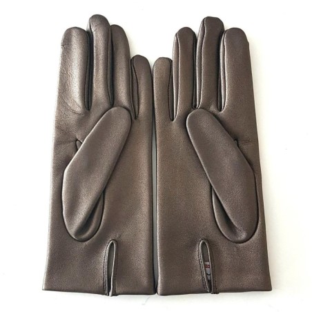 Gants en Cuir d'Agneau Bronze Capucine Doublés Cachemire.