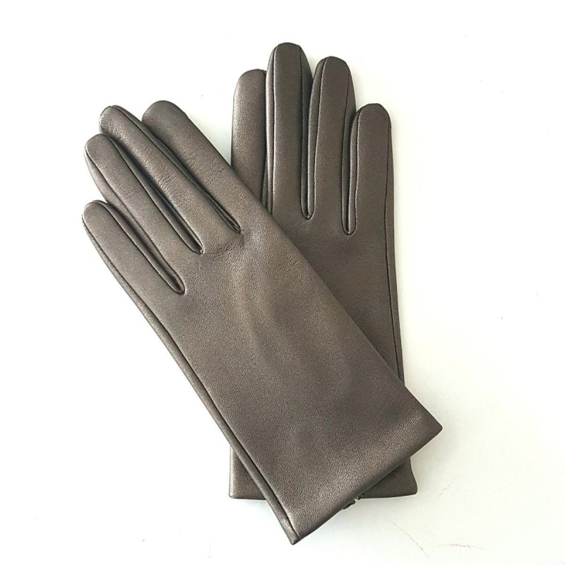 Gants en Cuir d'Agneau Bronze Capucine Doublés Cachemire.