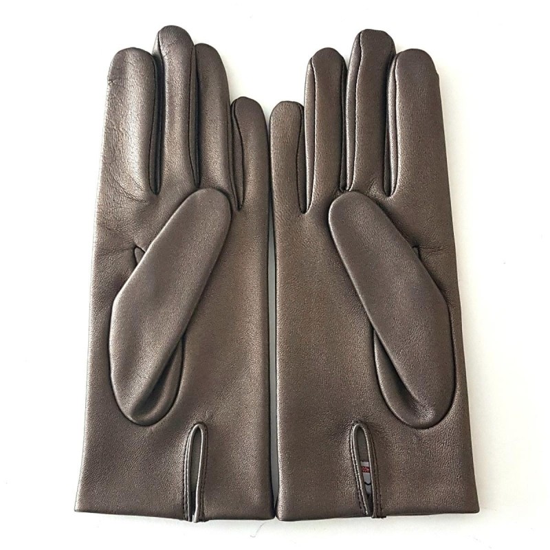 Gants en Cuir d'Agneau Bronze Capucine Doublés Cachemire.