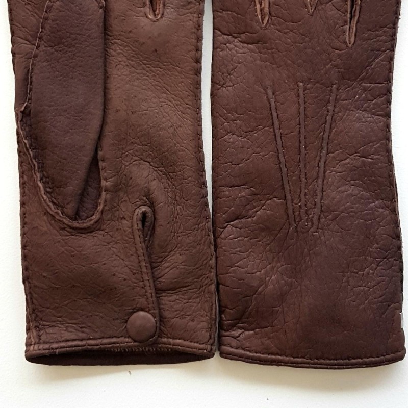 Gants en Cuir de Pécari Vison Léonie Doublure en Alpaga.