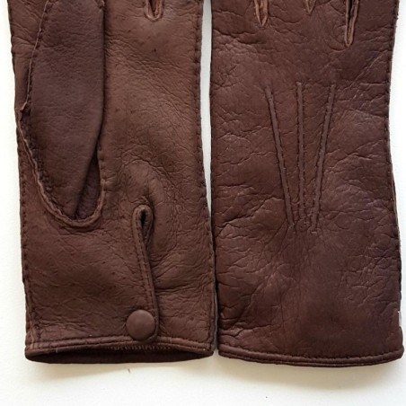 Gants en Cuir de Pécari Vison Léonie Doublure en Alpaga.