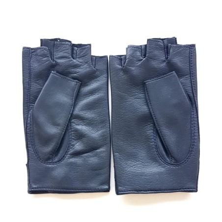 Mitaines en Cuir d'Agneau Navy Pilote Non Doublées.