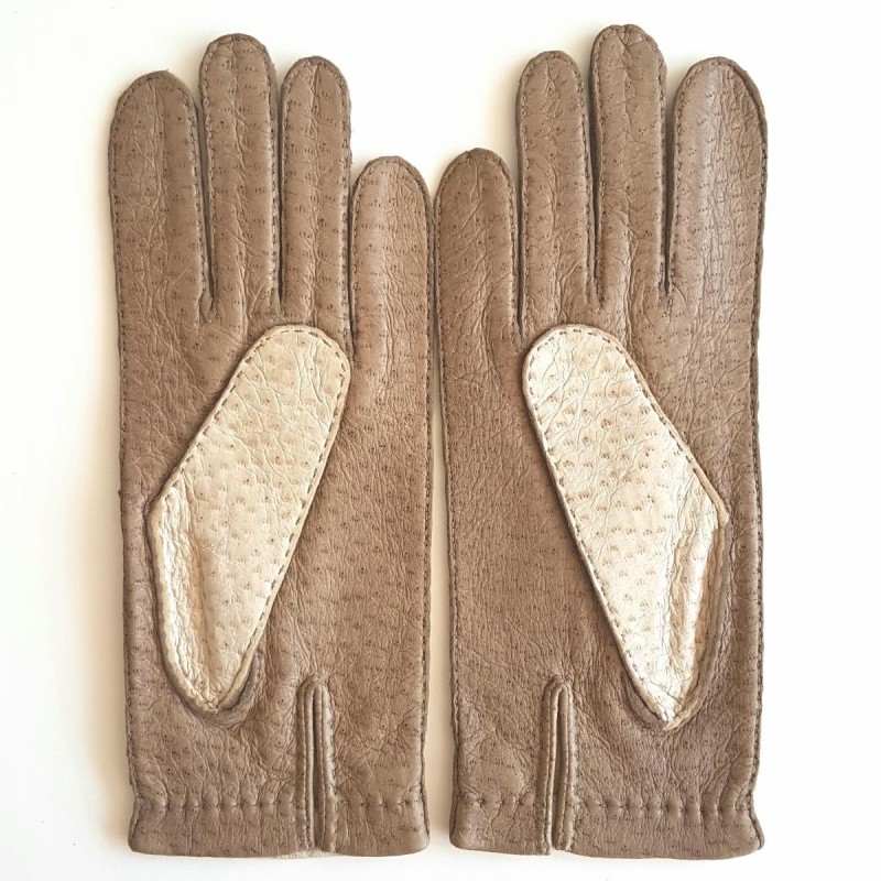 Gants en Cuir de Pécari Otmeal et Kapuzin Patt Non Doublés.