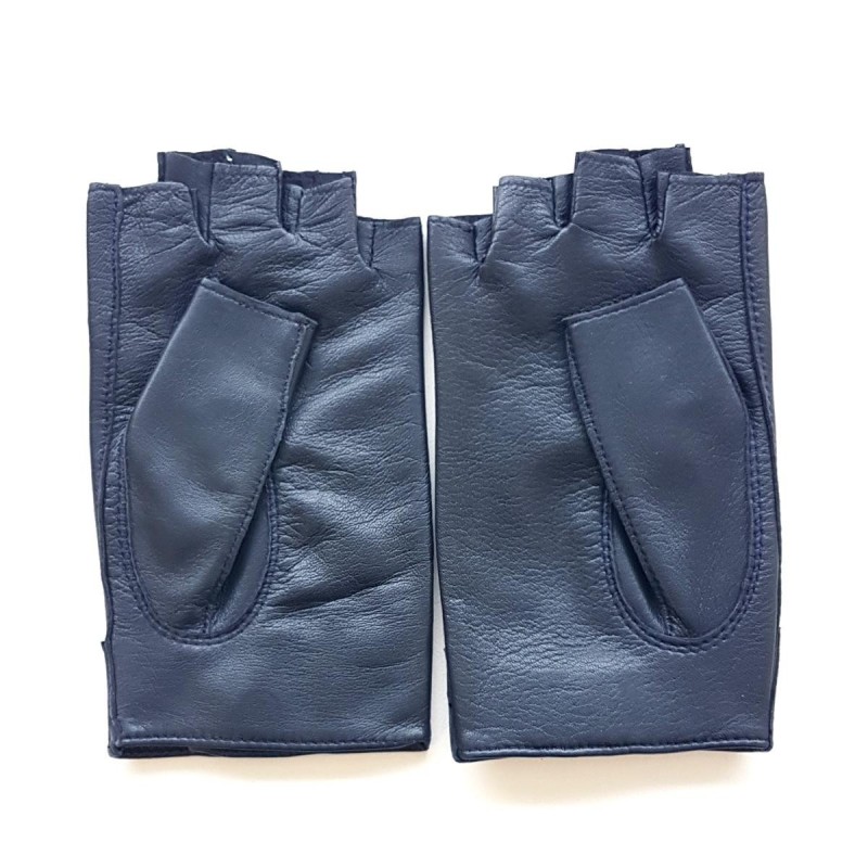Mitaines en Cuir d'Agneau Navy Pilote Non Doublées.