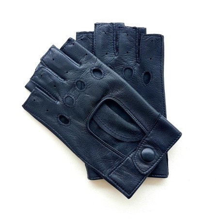 Mitaines en Cuir d'Agneau Navy Pilote Non Doublées.