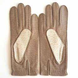 Gants en Cuir de Pécari Otmeal et Kapuzin Patt Non Doublés.