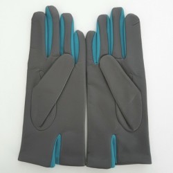 Gants en Cuir d'Agneau Gris Paon Colombe Doublés soie