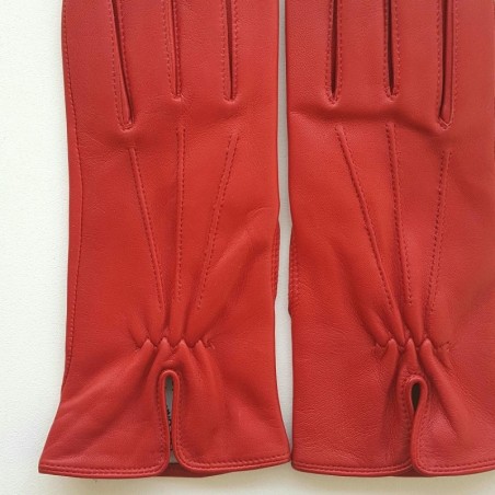 Gants en Cuir d'Agneau Rouge Julie Doublés en Soie.