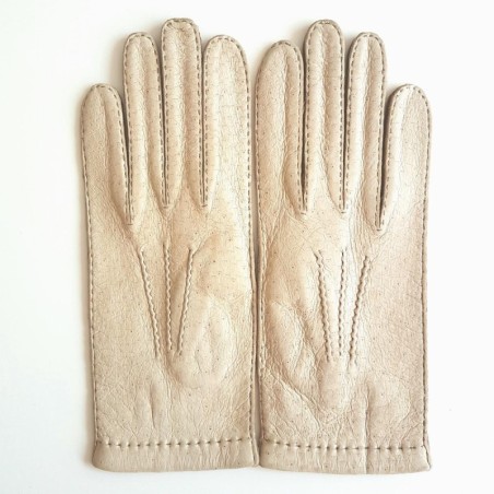 Gants en Cuir de Pécari Otmeal et Kapuzin Patt Non Doublés.