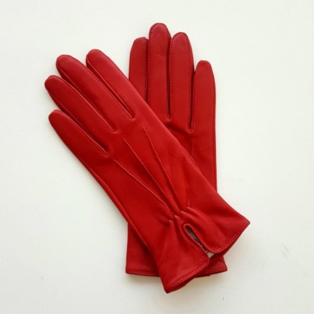 Gants en Cuir d'Agneau Rouge Julie Doublés en Soie.