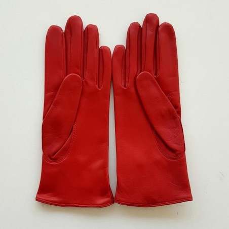 Gants en Cuir d'Agneau Rouge Julie Doublés en Soie.