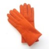 Gants en Cuir d'Agneau Lainé Orange Anastasia.