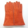 Gants en Cuir d'Agneau Lainé Orange Anastasia.