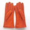 Gants en Cuir d'Agneau Lainé Orange Anastasia.