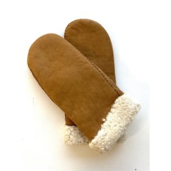 Moufles en Cuir d'Agneau Lainé Chesnut Dimitri.