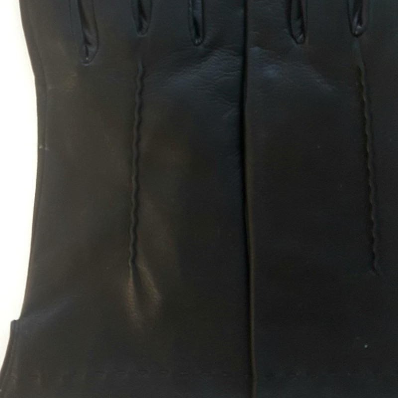 Gants en Cuir d'Agneau Noir Thérèse Doublés Soie.