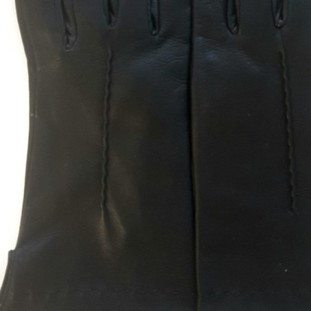 Gants en Cuir d'Agneau Noir Thérèse Doublés Soie.