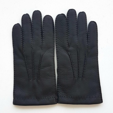 Gants en Cuir de Cerf et d'Agneau Marron Oscar Bis Doublés Cachemire.