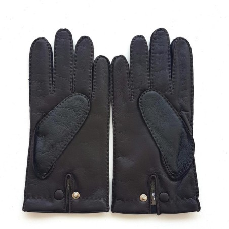 Gants en Cuir de Cerf et d'Agneau Marron Oscar Bis Doublés Cachemire.