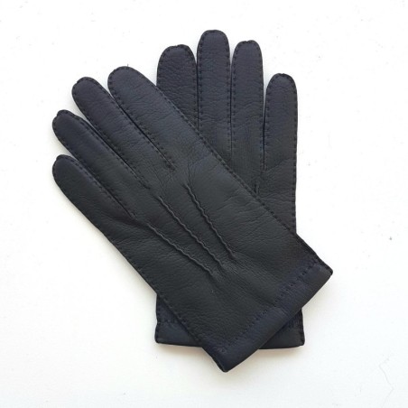 Gants en Cuir de Cerf et d'Agneau Marron Oscar Bis Doublés Cachemire.