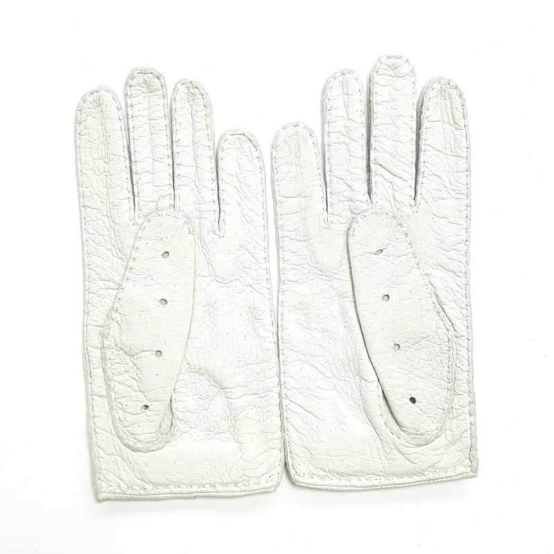 Gants en Cuir de pécari Blanc Pompeia Non Doublés.