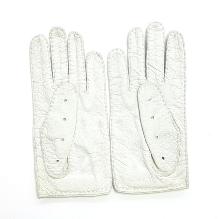 Gants en Cuir de pécari Blanc Pompeia Non Doublés.