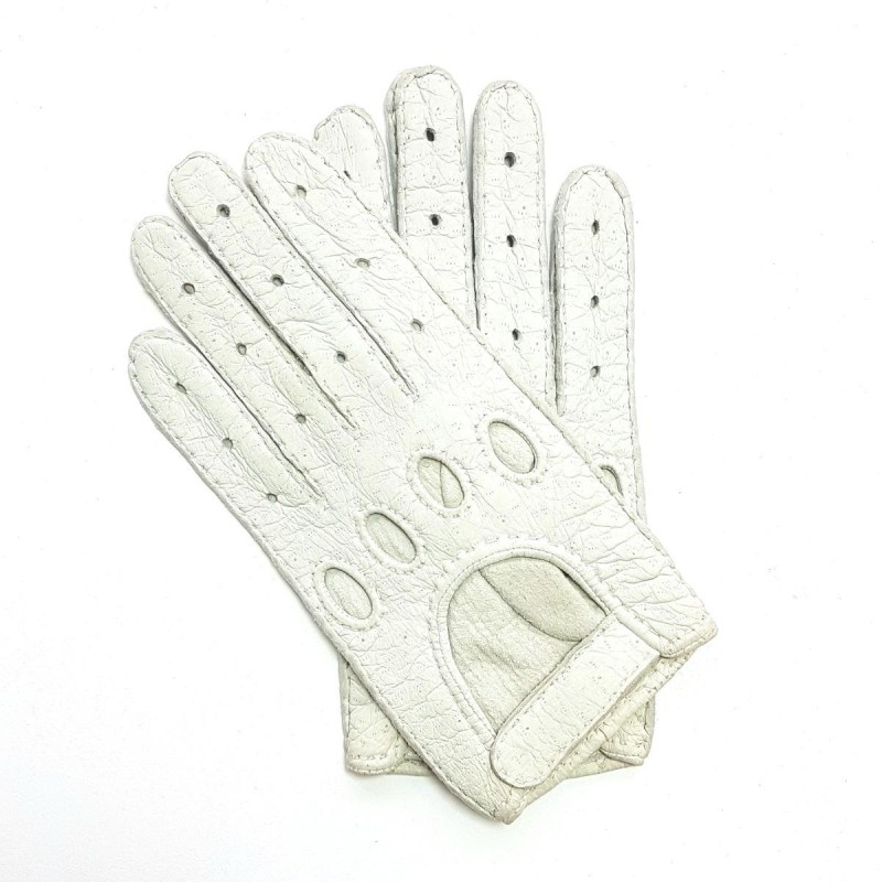 Gants en Cuir de pécari Blanc Pompeia Non Doublés.