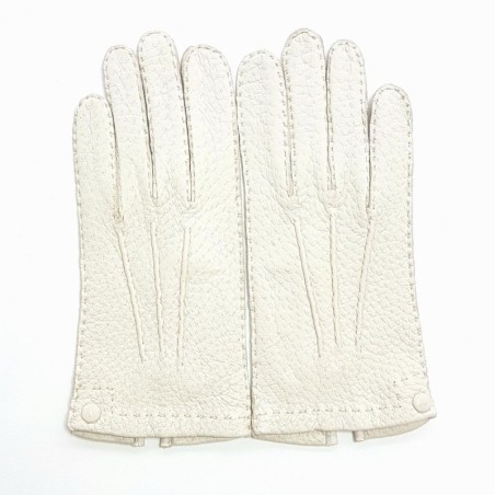 Gants en Cuir de Pécari Blanc Pernille Non Doublés.