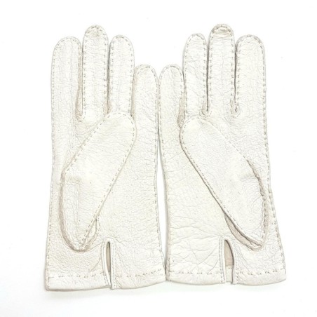 Gants en Cuir de Pécari Blanc Pernille Non Doublés.