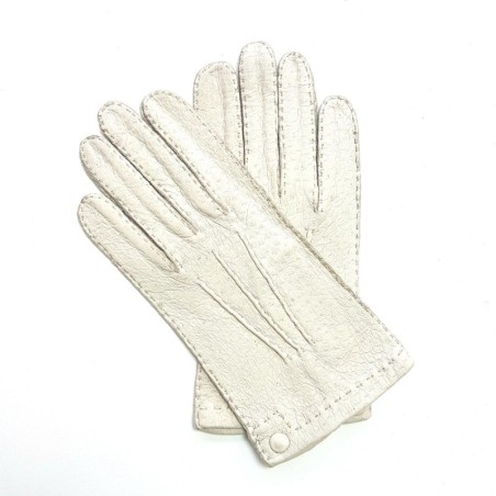 Gants en Cuir de Pécari Blanc Pernille Non Doublés.