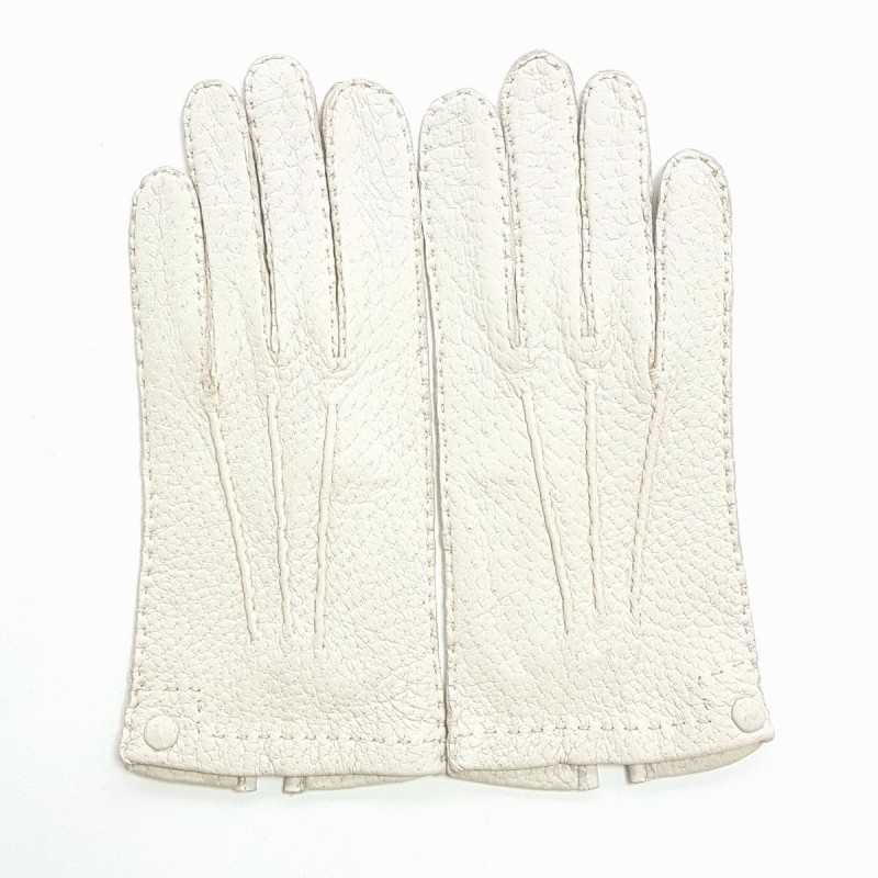 Gants en Cuir de Pécari Blanc Pernille Non Doublés.