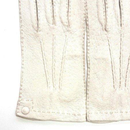 Gants en Cuir de Pécari Blanc Pernille Non Doublés.