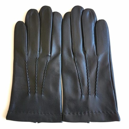 Gants en Cuir d'Agneau Noir Henri Non Doublés.