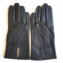 Gants en Cuir d'Agneau Noir Henri Non Doublés.