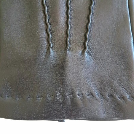 Gants en Cuir d'Agneau Noir Henri Non Doublés.