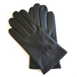 Gants en Cuir d'Agneau Noir Henri Non Doublés.
