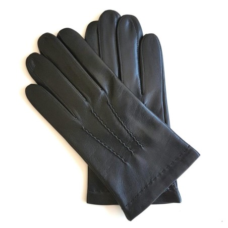 Gants en Cuir d'Agneau Noir Henri Non Doublés.