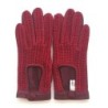 Gants en Cuir et Crochet Coton Rouge Alfredine Non Doublés.