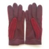 Gants en Cuir et Crochet Coton Rouge Alfredine Non Doublés.
