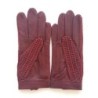Gants en Cuir et Crochet Coton Bordeaux Alfredine Non Doublés.